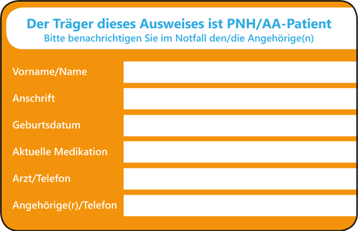 Rückseite PNH/AA-Patientenausweis