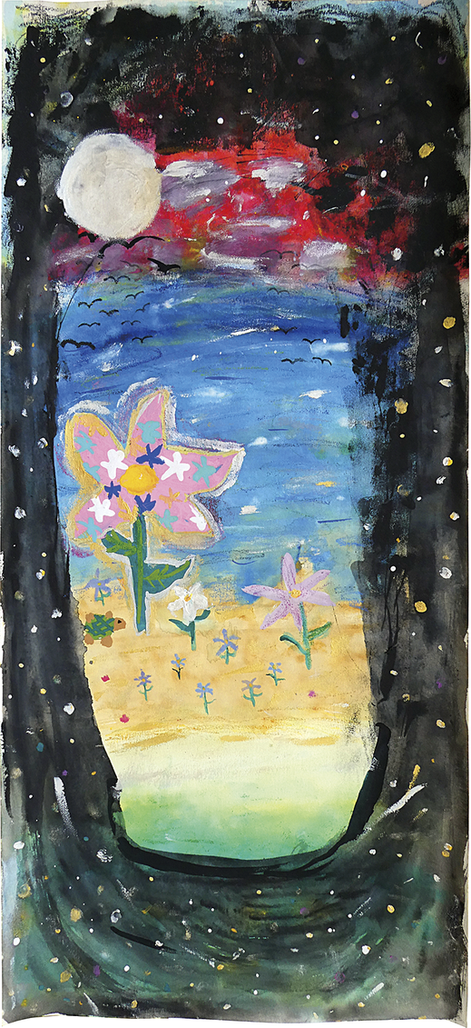 《月にむかう花》80×36cm　4年生　Ａさん