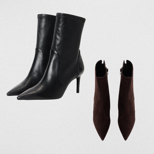 Weite Jeans mit spitzen Booties – cooler Herbst- und Winter-Look.