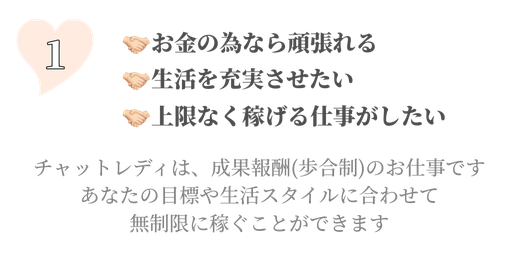 チャットレディは、成果報酬のお仕事で、無制限に稼げます。