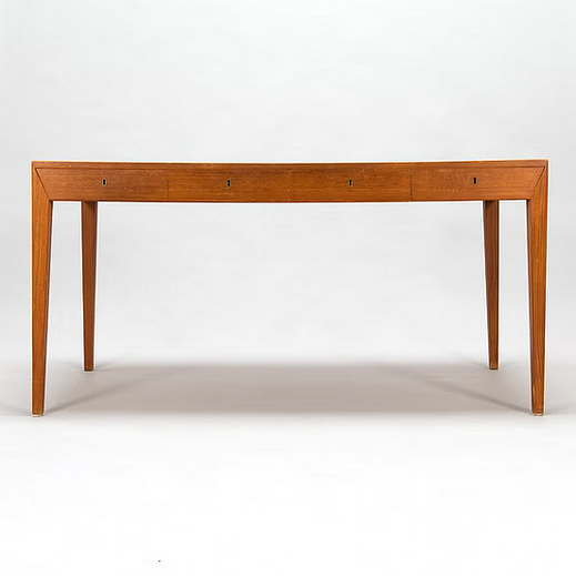 Severin Hansen Jr. Four Drawers Teak Desk Model "36" for Haslev Møbelsnedkeri A/S, Denmark, 1950 PN.Modern