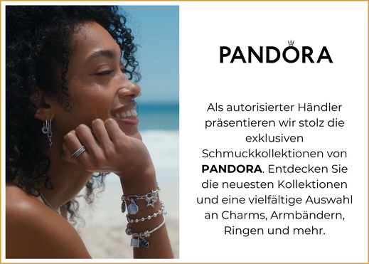 Als autorisierter Händler präsentieren wir stolz die exklusiven Schmuckkollektionen von PANDORA. Entdecken Sie die neuesten Kollektionen und eine vielfältige Auswahl an Charms, Armbändern, Ringen und mehr.