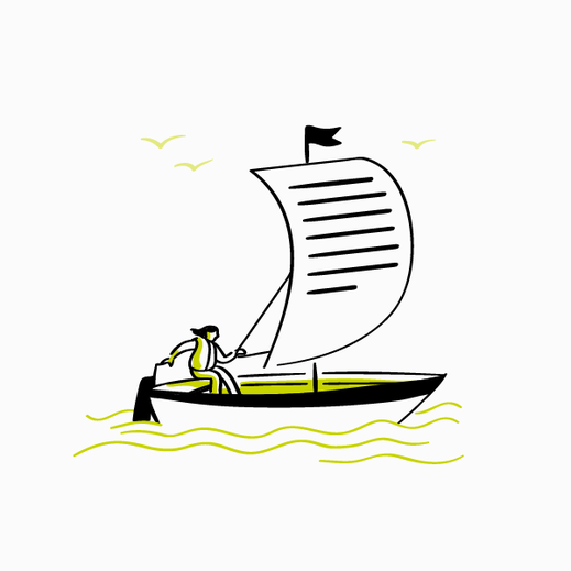Linienillustration eines Bootes
