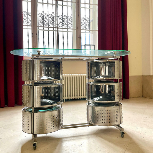 Bartisch aus 6 Waschmaschinentrommeln