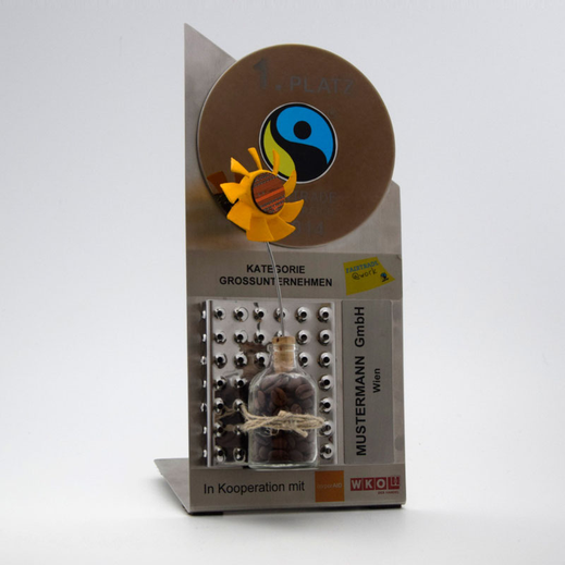 Fairtrade Pokal  aus Waschmaschinentrommelblech, Festplatte etc.