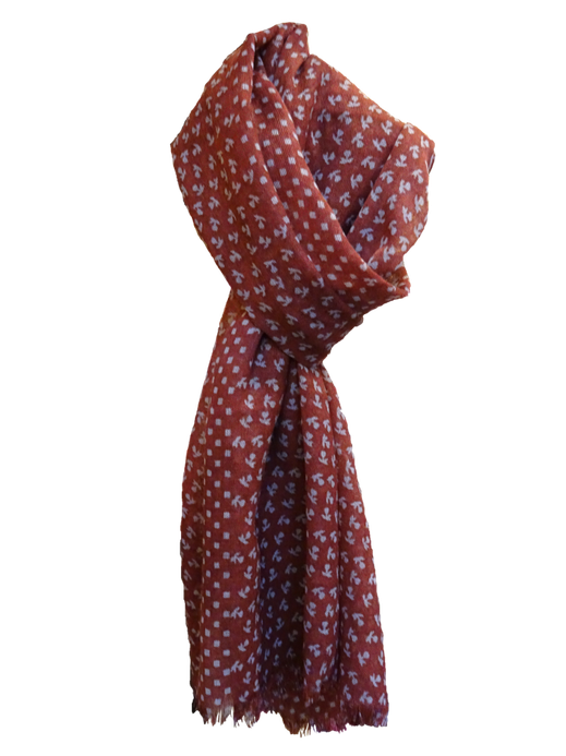 Lightweight wool shawl printed classic flatlay isolated