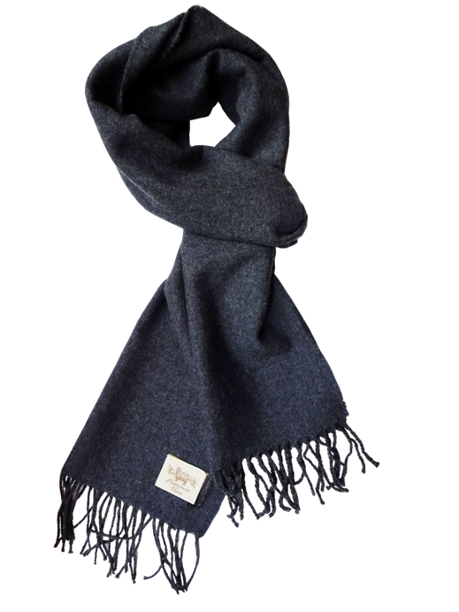 Merino wool scarf 180 × 33 cm dark gray flatlay isolated background