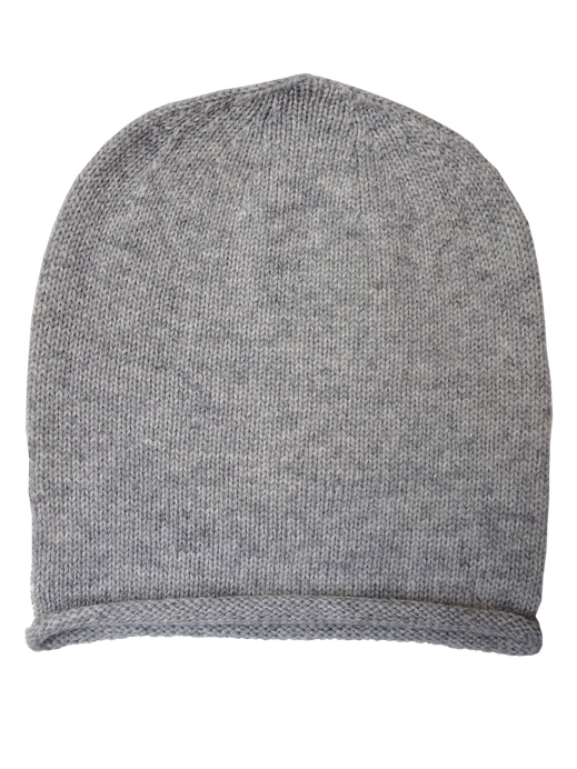 Cashmere beanie knit hat full view isolated