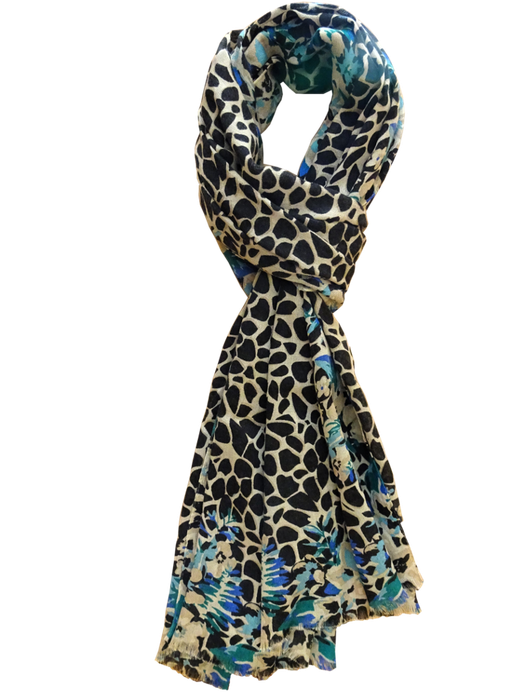 Printed wool and silk shawl isolated background.