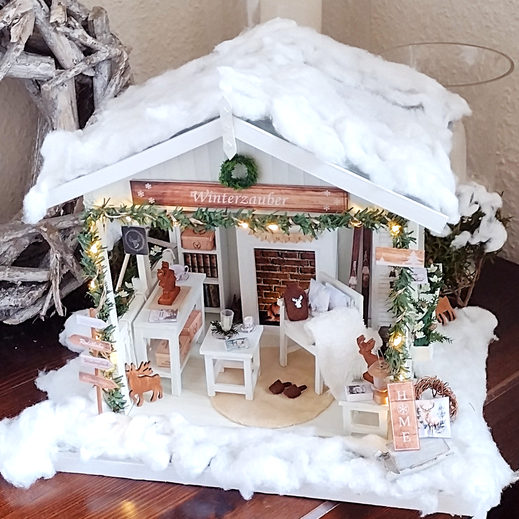 Winter-Haus 1:12 Einrichtung basteln