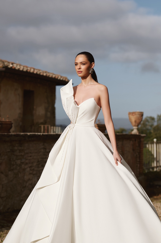 Elegante Prinzessinen A-Linie Brautkleid Fabianna aus Mikado Seide,