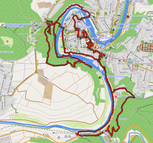 GPX-Track 12 km Geopfad Weilburg, Schlossgärten, historischer Friedhof und tolle Aussichten