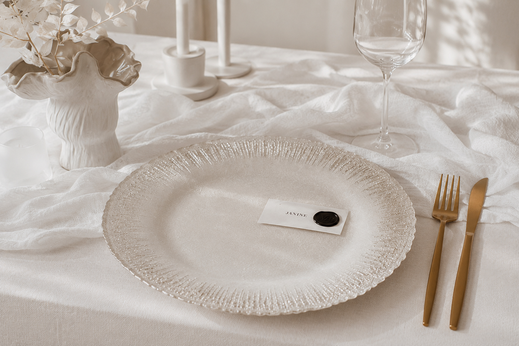 Keramik Platzteller mieten Dekoverleih the featherette