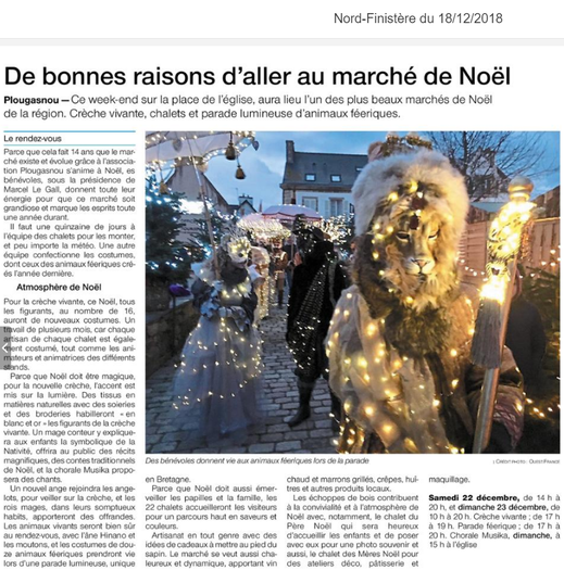Article Ouest France du 18/12/2018