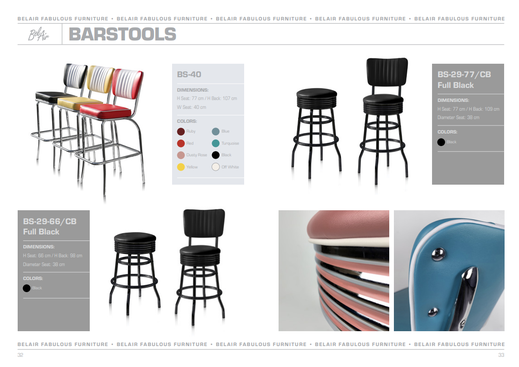 Barhocker in schwarz oder farbig von Bel Air im Stil der 50 Jahre 