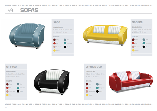 50 iger Jahre Bel Air Sofas und passende Sessel mit und ohne Armlehne