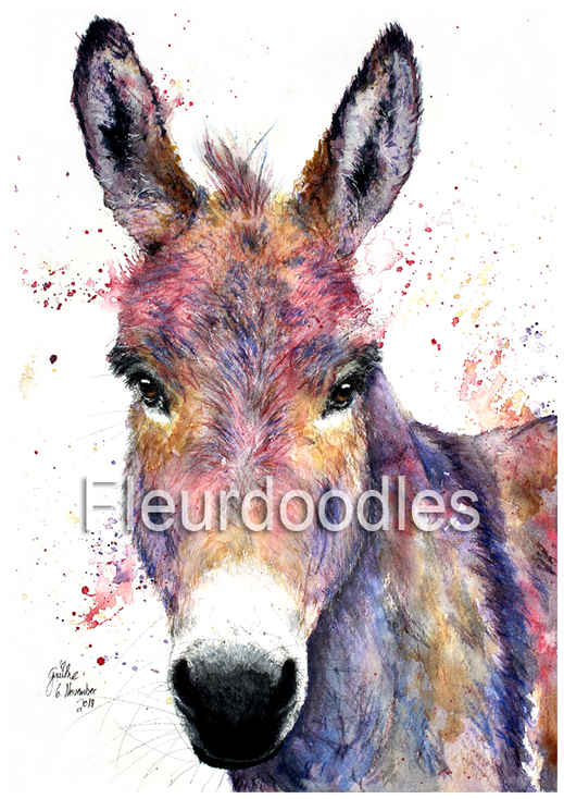 Esel, Tiermalerei, Tierportraits, Tierbilder kaufen, Ölgemälde, Bleistift, Pastellkreide, Tiere in Aquarell, Tiermaler, Gemälde Tiere modern, Bilder Wohnung, Kunstdrucke, Poster, Leinwand, Drucke, Original Kunst, Bodo Meier, Maike Geller, Fleurdoodles