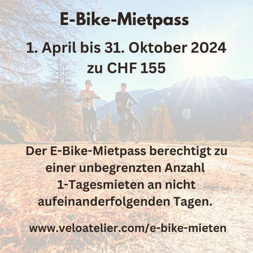 E-Bike-Mietpass für E-Bike Miete im Veloatelier Wimmis bei Spiez, Thun, Berner Oberland