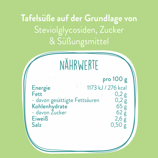 Nährwerttabelle Stevia Süßstofftabletten Nachfüllfack