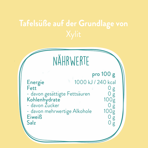 Nährwerttabelle Vanillin Birkenzucker