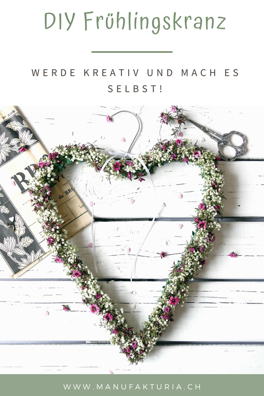 Bunter Herz Blumenkranz aus Drahtkleiderbügel DIY