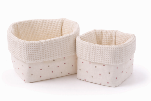 Utensilo Sage Pünktchen rosa textile Aufbewahrungskörbe www.canenya.de Kinderladen Hamburg