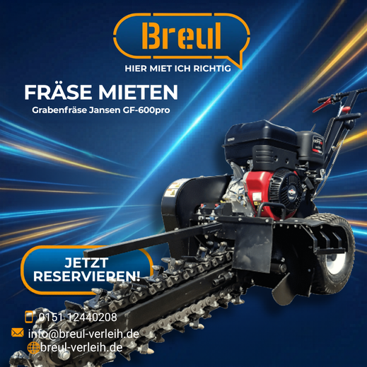 Grabenfräse Jansen GF-600pro bei Breul-Verleih in Stemwede-Levern