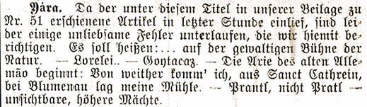 Kolonie Zeitung – Hinweis auf Textfehler  (07. Juli 1931)