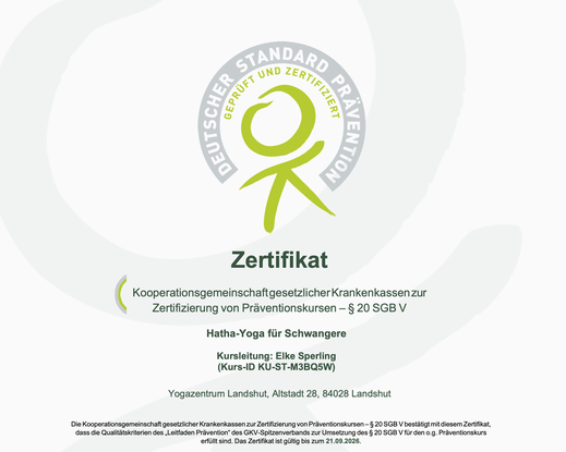 Zertifikat ZPP Schwangerschaftsyoga