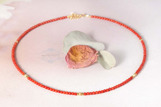 Zierliche, rote Korallen Halskette, mypeonity