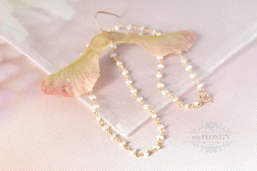 Sehr zierliche Rice mini Süßwasserperlen Halskette