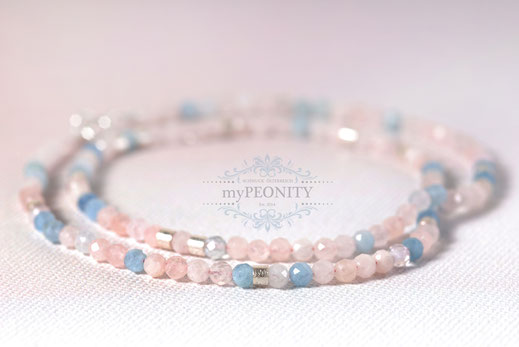 Morganit zarte Kette rosa blau Sterlingsilber