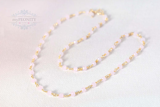 Kleine Rosenquarz Edelstein Halskette Rosenkranzkette