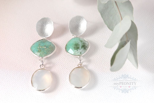 Chrysopras Edelstein lange Ohrringe 