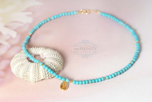 zierliche Türkis Sommerkette Muschel, mypeonity