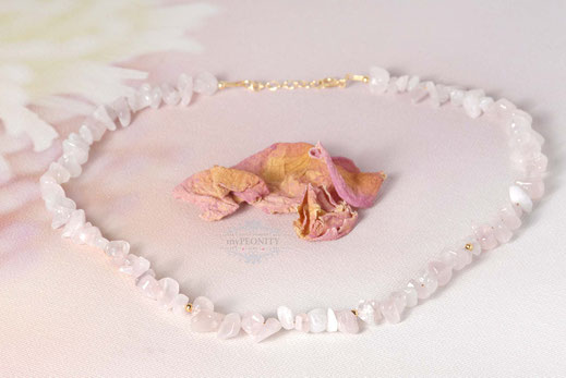  Gefädelte Rosenquarz Edelstein Halskette, mypeonity