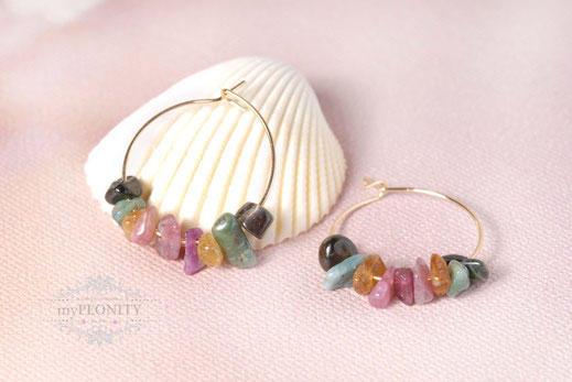 Zierliche Multi Turmalin Creolen Ohrringe