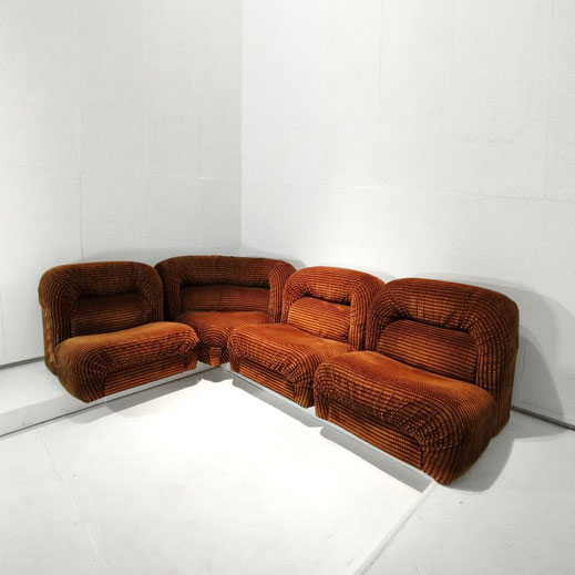 Lev & Lev  "Panarea" Modular Sofa  Wood, Foam, Chenille  Italy, 1970s - PN.Modern pnmodern