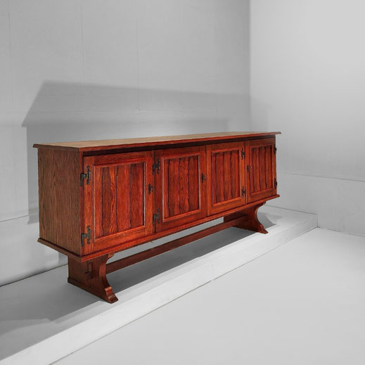 Belgian Cabinetmaker Modern-Rustic Oak Sideboard, Belgium c.1970 - PN.modern pnmodern.com