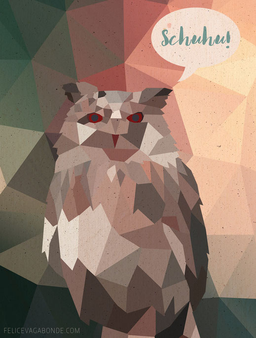 Lowpoly Illustration Hamburg: Die Eule