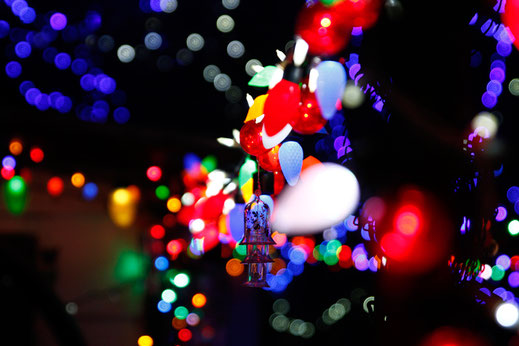 Weihnachten in den USA, Dekoration, bunte Lichter
