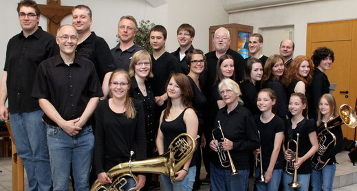 Der Posaunenchor der Stadtmission unter der Leitung von Björn Sandrock (2.v.l.)