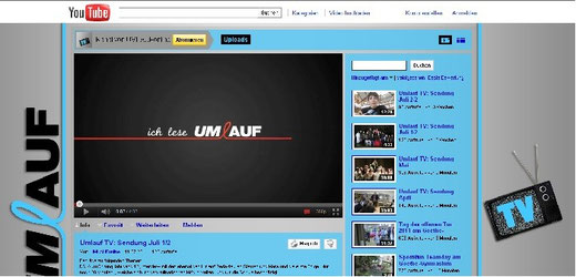 Die Youtube-Seite  Umlauf TV