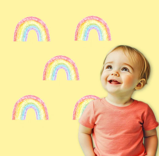 Wandtattoo-Set kleine Regenbögen - nach Pastellkreide-Art