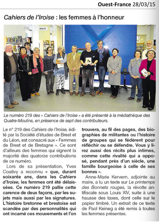 Ouest-France, 28 mars 2015