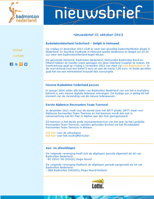 Nieuwsbrief NBB oktober 2013