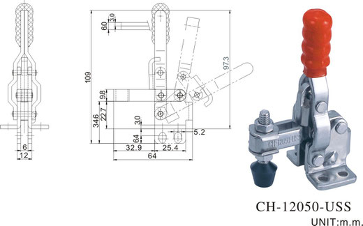 Vertical Clamp with horizontal mounting base CH-12050-U CH-12055-U