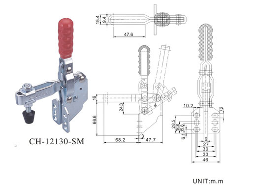 Vertical toggle clamp with Side Ward CH-12130-SM