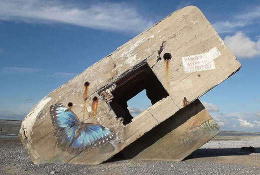 Vestiges de la seconde guerre mondiale sur la plage du Hourdel (commune de Cayeux-sur-Mer)