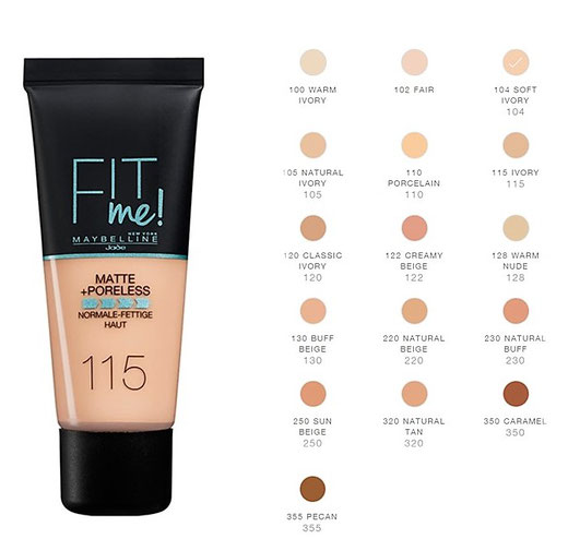 Maybelline Fit Me Foundation Colour Chart